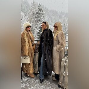 H&M Faux Fur Long Coat Jacket Black Size S NWT